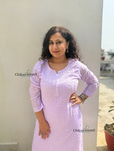 Sazia Premium Kota Chikankari Kurti - Light Purple
