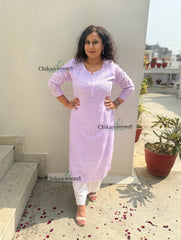 Sazia Premium Kota Chikankari Kurti - Light Purple
