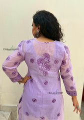 Sazia Premium Kota Chikankari Kurti - Purple