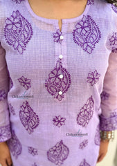 Sazia Premium Kota Chikankari Kurti - Purple