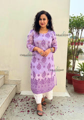 Sazia Premium Kota Chikankari Kurti - Purple