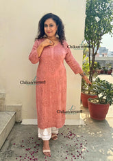 Sehar Viscose Chikankari Kurti - Brown
