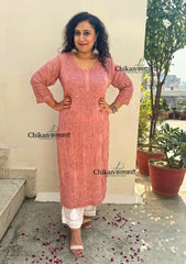 Sehar Viscose Chikankari Kurti - Brown