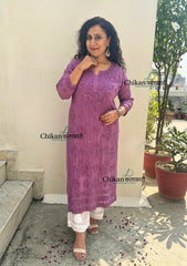 Sehar Viscose Chikankari Kurti - Purple