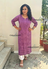 Sehar Viscose Chikankari Kurti - Purple