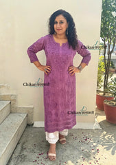 Sehar Viscose Chikankari Kurti - Purple