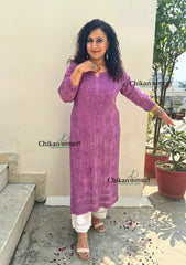 Sehar Viscose Chikankari Kurti - Purple