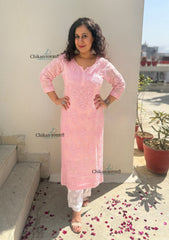 Sehar Viscose Chikankari Kurti - Pink