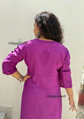 Sitara Chanderi Chikankari Kurti - Purple