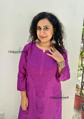 Sitara Chanderi Chikankari Kurti - Purple