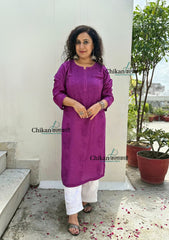 Sitara Chanderi Chikankari Kurti - Purple