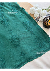 Sitara Chanderi Chikankari Kurti - Bottle Green
