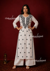 Siya White Cotton White Chikankari Kurti