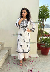 Siyali Cotton White Chikankari Kurti