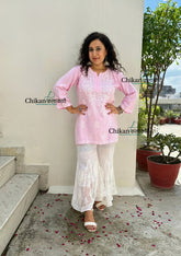 Tanisha Rayon Short Chikankari Kurti - Pink