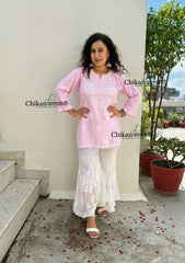 Tanisha Rayon Short Chikankari Kurti - Pink