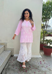 Tanisha Rayon Short Chikankari Kurti - Pink