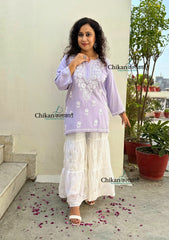 Tanisha Rayon Short Chikankari Kurti - Light Purple