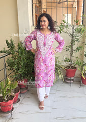 Tanvi Mulmul Chikankari Kurti - Purple