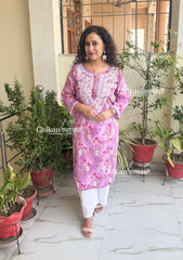 Tanvi Mulmul Chikankari Kurti - Purple