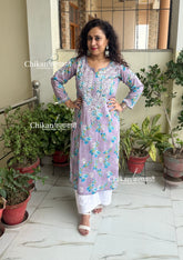 Tanvi Mulmul Chikankari Kurti - Grey