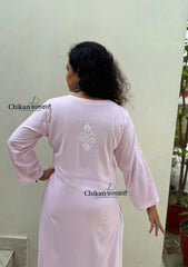 Tanya Rayon Chikankari Kurti - Light Pink