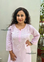 Tanya Rayon Chikankari Kurti - Light Pink
