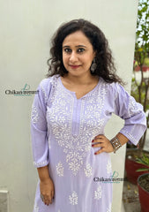 Tanya Rayon Chikankari Kurti - Purple