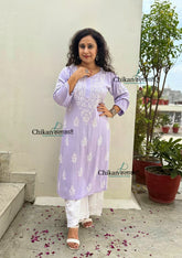 Tanya Rayon Chikankari Kurti - Purple