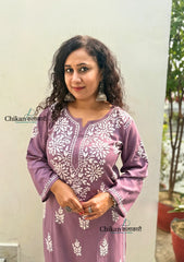 Tanya Rayon Chikankari Kurti - Mauve