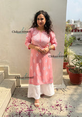 Tanya Rayon Chikankari Kurti - Peach