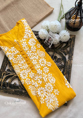 Tara Cotton Chikankari Kurti - Yellow
