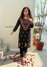 Trish Cotton Black Chikankari Kurti
