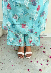 Vaani Mulmul Blue Chikankari Kurti Set