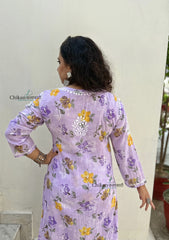 Vaani Mulmul Purple Chikankari Kurti Set