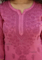 Vanaya Viscose Chikankari Kurti - Pink
