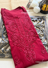 Veera Cotton Chikankari Kurti - Maroon