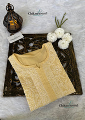 Yamila Voile Cotton Chikankari kurti - Beige