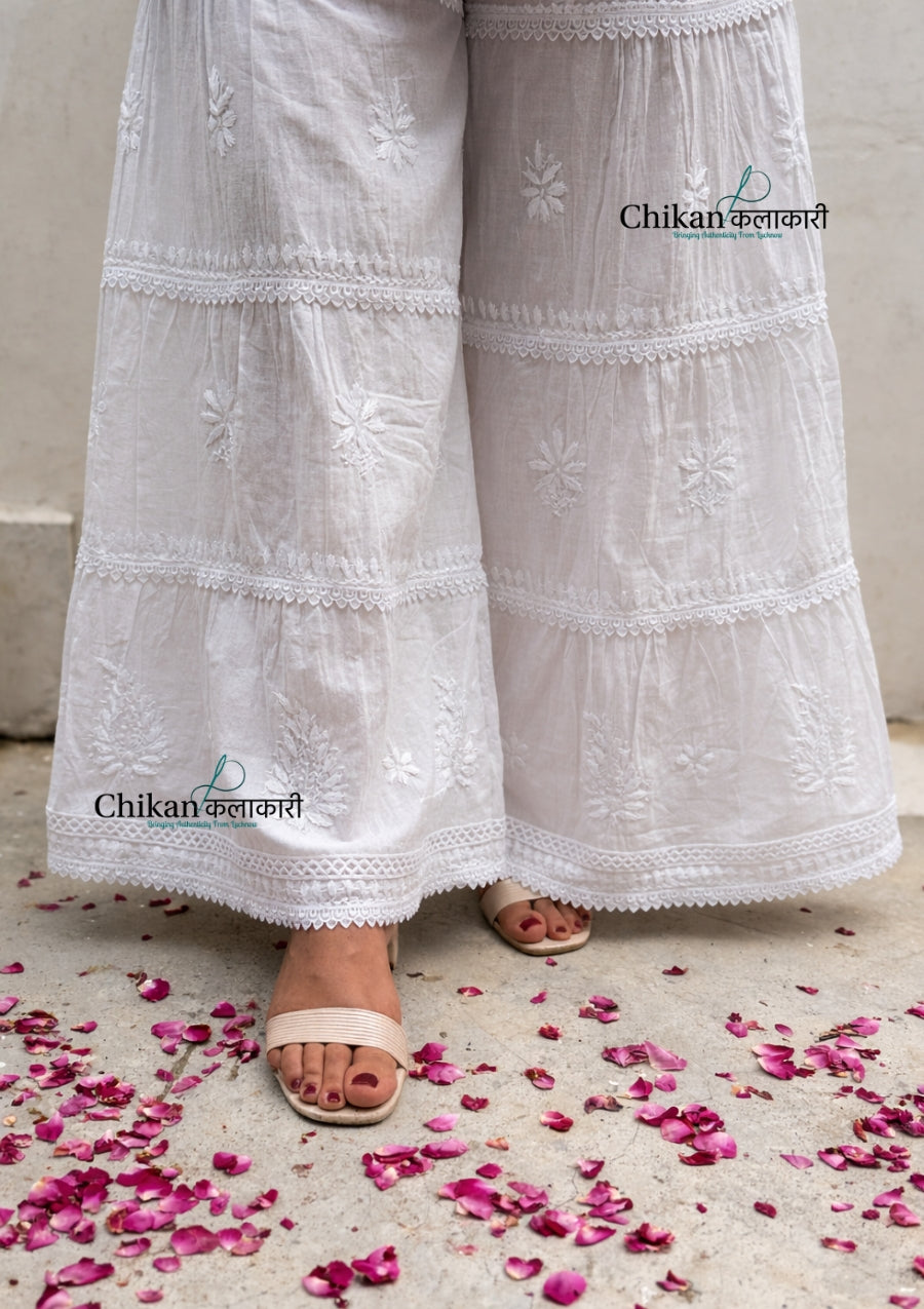 Saira Cotton 3 Layer Chikankari Garara