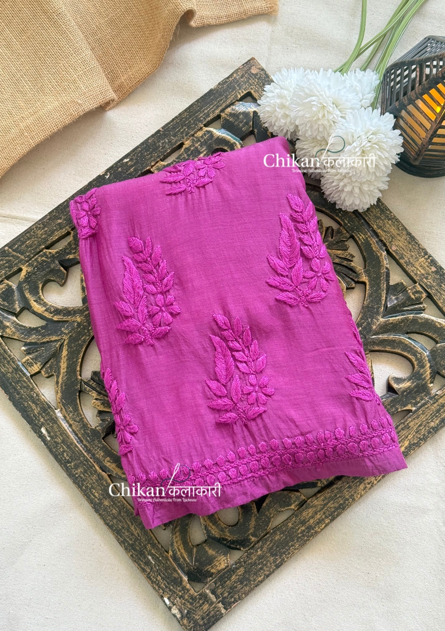 Aaira Muslin Chikankari Kurti Set - Wine