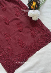 Aaira Muslin Chikankari Kurti Set - Brown