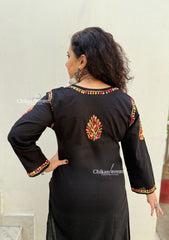 Aalia Cotton Multi Black Chikankari Kurti