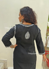 Aalia Cotton Black Chikankari Kurti