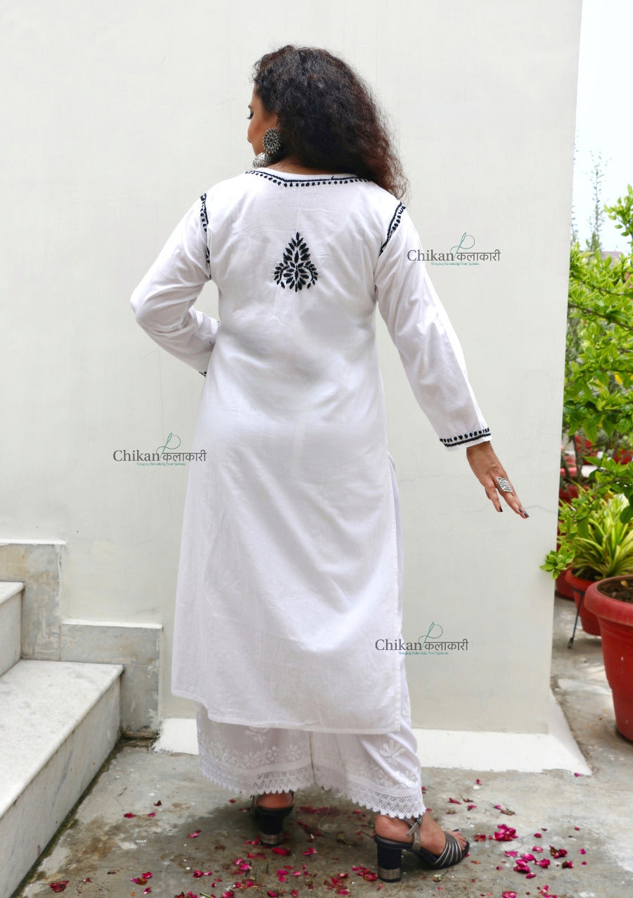 Aanya Cotton White Chikankari Kurti