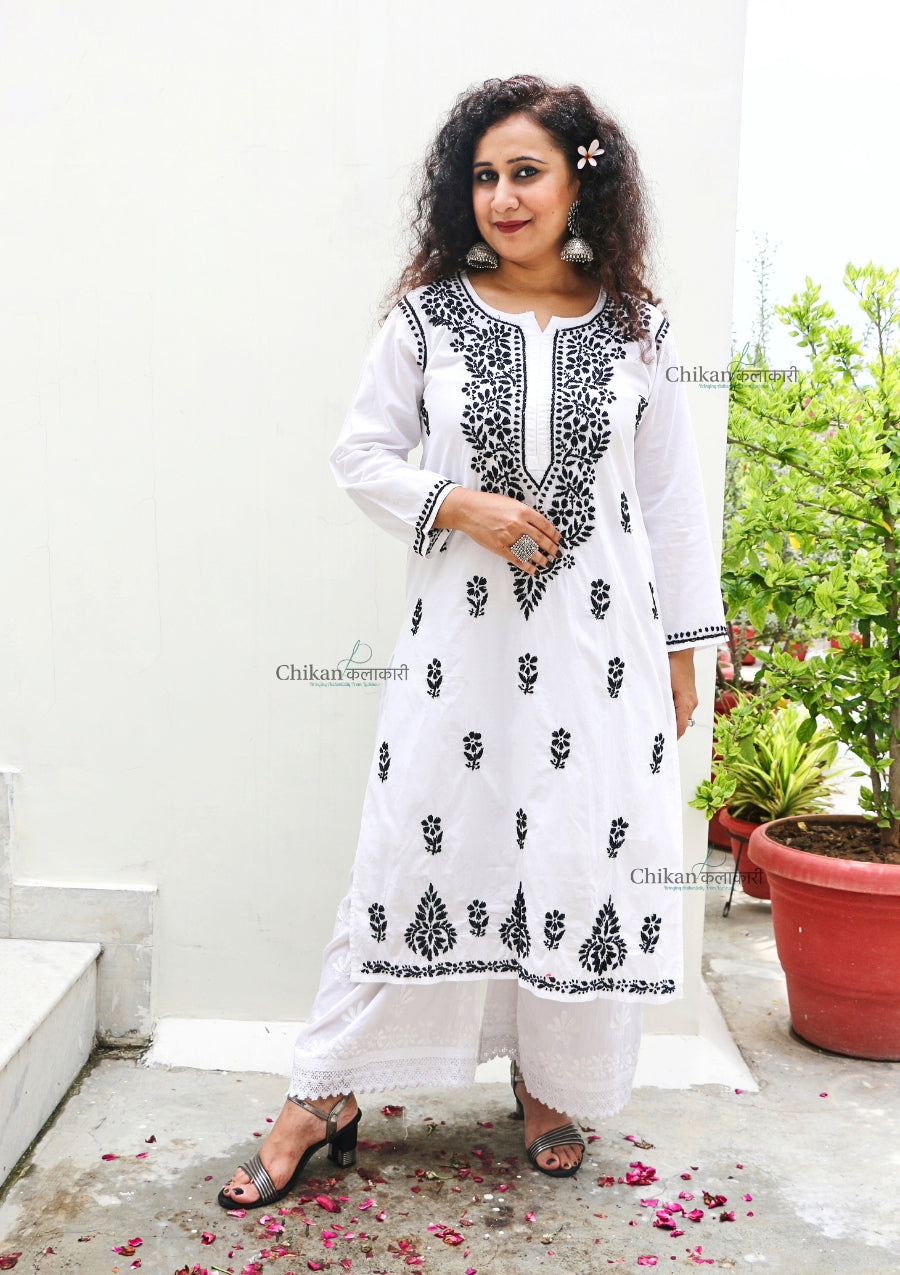 Aanya Cotton White Chikankari Kurti