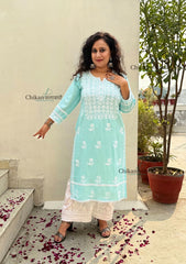 Adila Rayon Chikankari Kurti - Blue