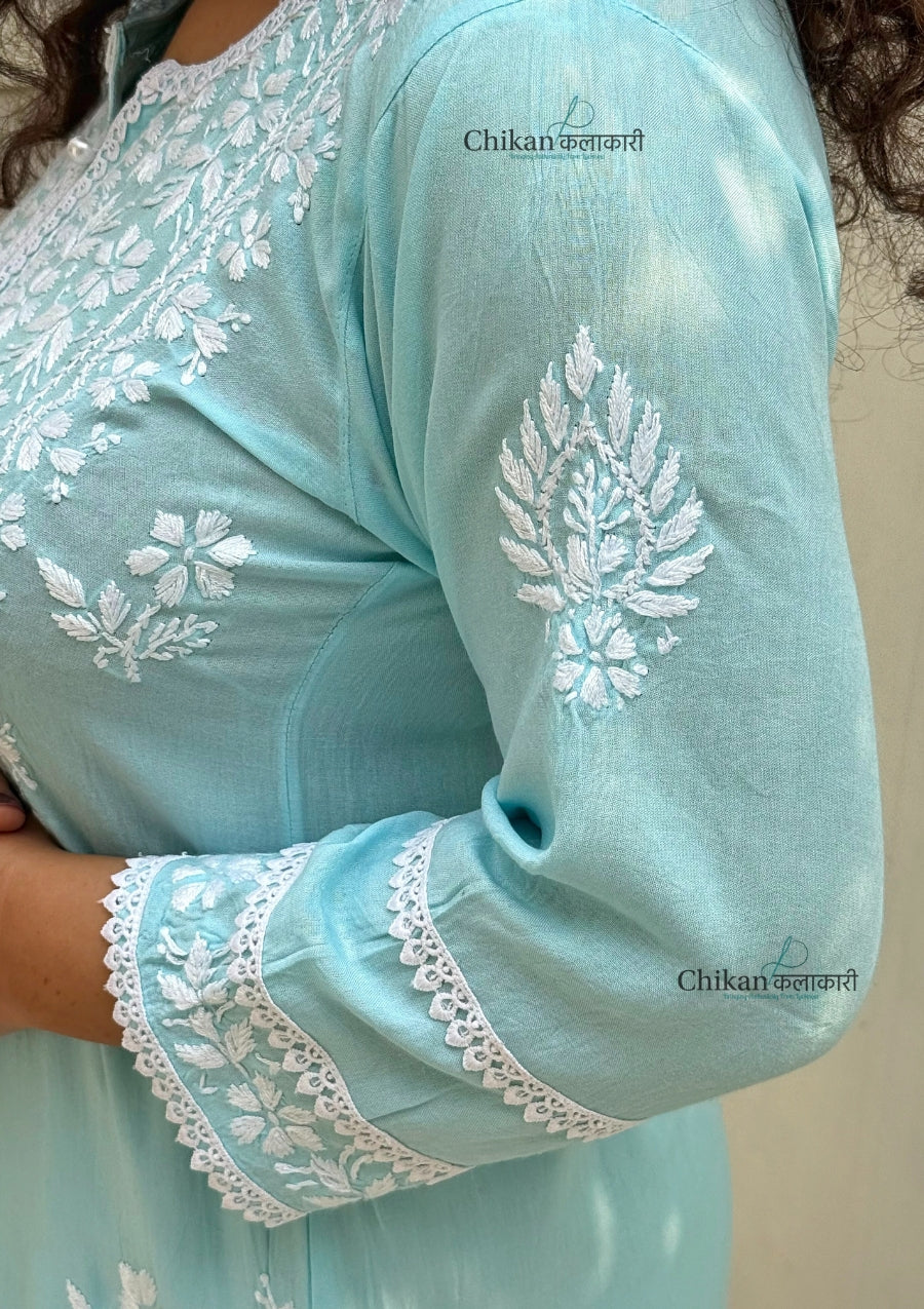 Adila Rayon Chikankari Kurti - Blue