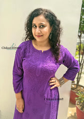 Ahaana Rayon Chikankari Kurti Set - Purple