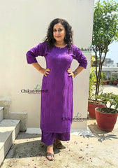 Ahaana Rayon Chikankari Kurti Set - Purple