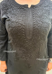 Ahaana Rayon Chikankari Kurti Set - Black